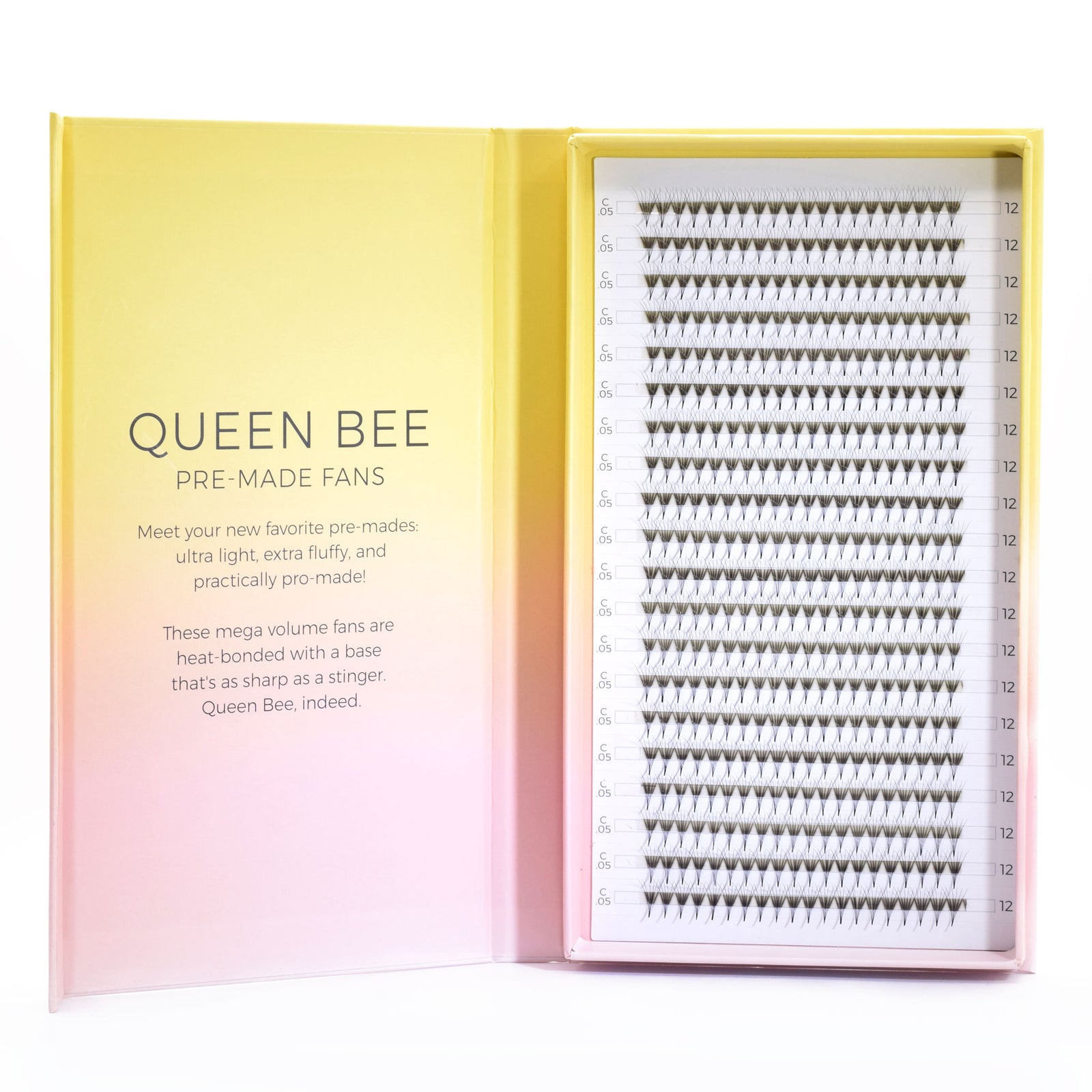 Pre-mades for the next-level artist.   These heat-bonded pre-made fans feature bases so sharp and slim they could sting.  Combine that with their perfectly-balanced spacing, and they're practically pro-made. Who even needs to know?